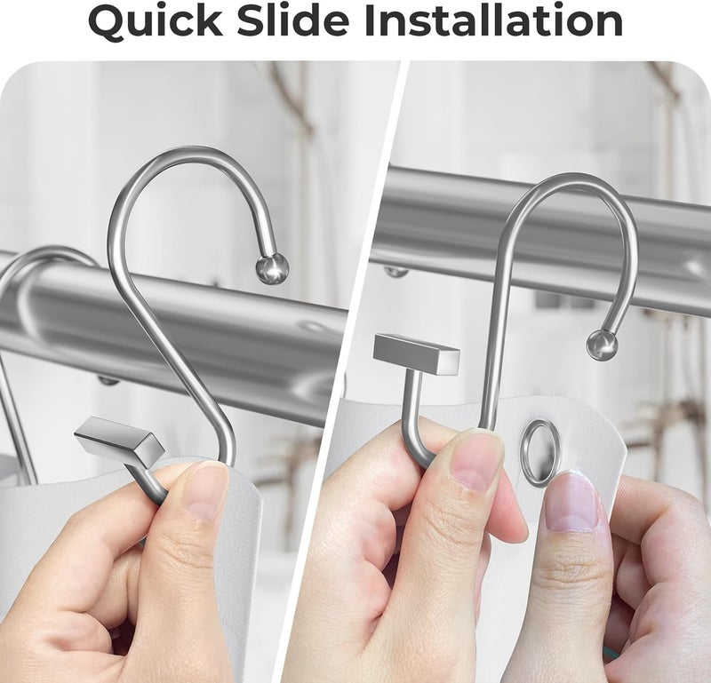 Bathway Shower Curtain Hooks, Chrome Shower Curtain Rings Rust Proof, 12PCS Shower Hooks for Shower Curtain, T-Bar Design Convenient Elegant Shower Curtain Hangers for Bathroom Kitchen Wardrobe - Image 4